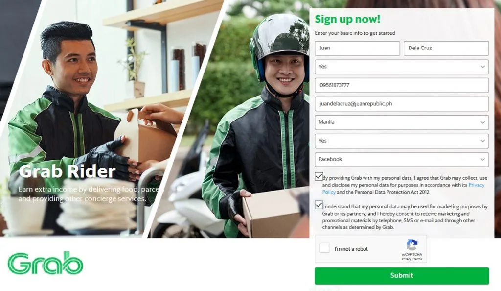 GrabBike Registration Form